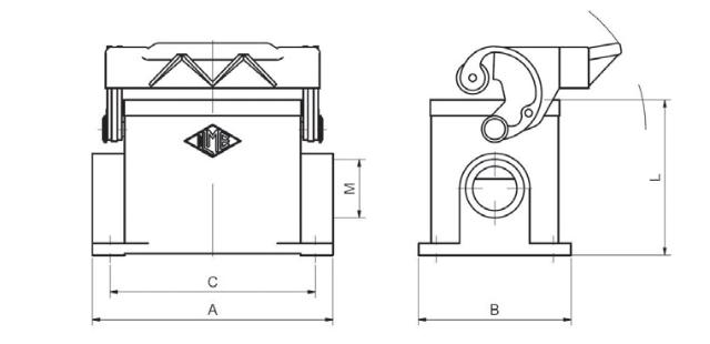 Carcasa panel alta, M40, simple leva, con tapa