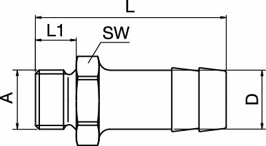 Conector manguera, rosca macho BSPP