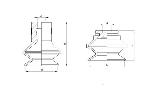 Ventosas 1,5 fuelles silicona y Tempflex alta temperatura ø11 a 50mm compatibles Piab