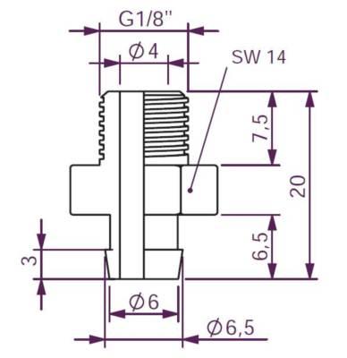 Adaptador para ventosas 1,5 fuelles ø5 a ø16mm 