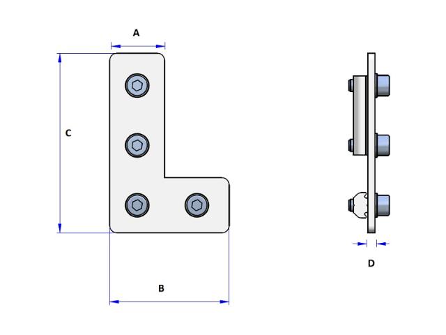 Placas planas para perfiles forma L 