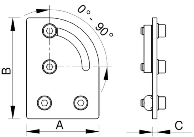 Placas planas para perfiles, ajustable 0-90° 