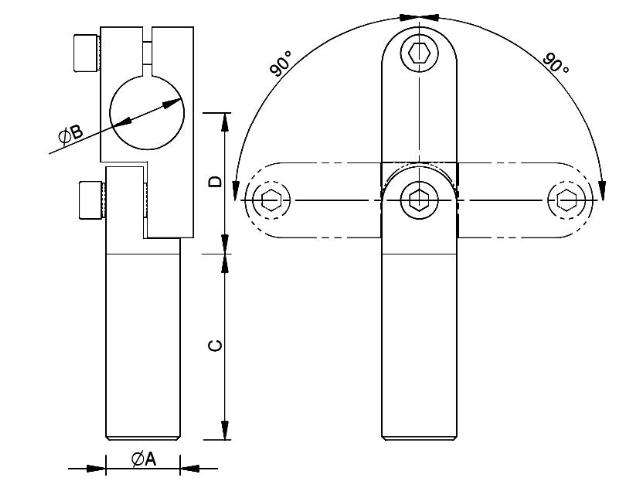 Brazos fijos para pinzas, orientables 0-90º