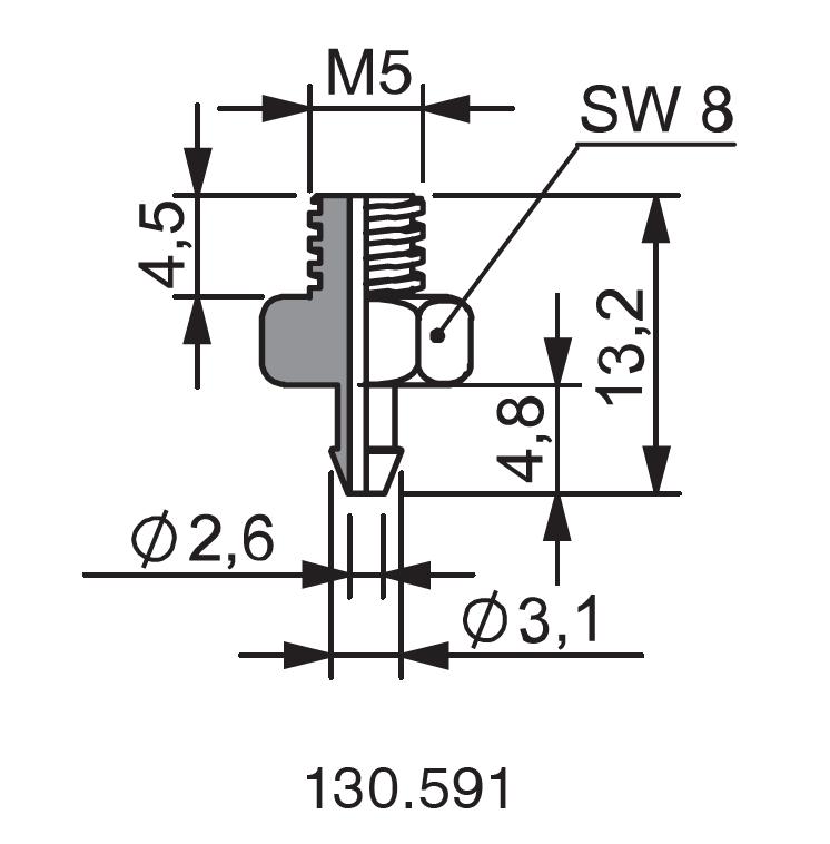 Adaptador para ventosas, rosca macho M5