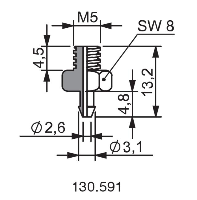 Adaptador para ventosas, rosca macho M5